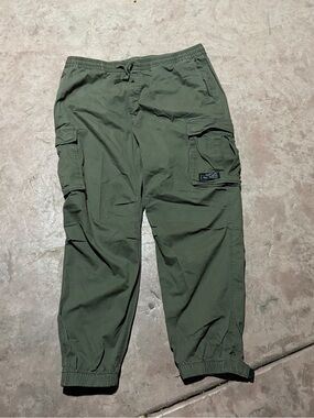 H&M Relaxed Fit Cotton Cargo Joggers Green Large